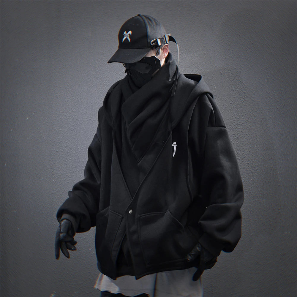 11 BYBB'S DARK 2025 Turtleneck Fake two Hoodie Techwear Men Functional Hoodies Hip Hop Streetwear Pullover Sweatshirts Oversized