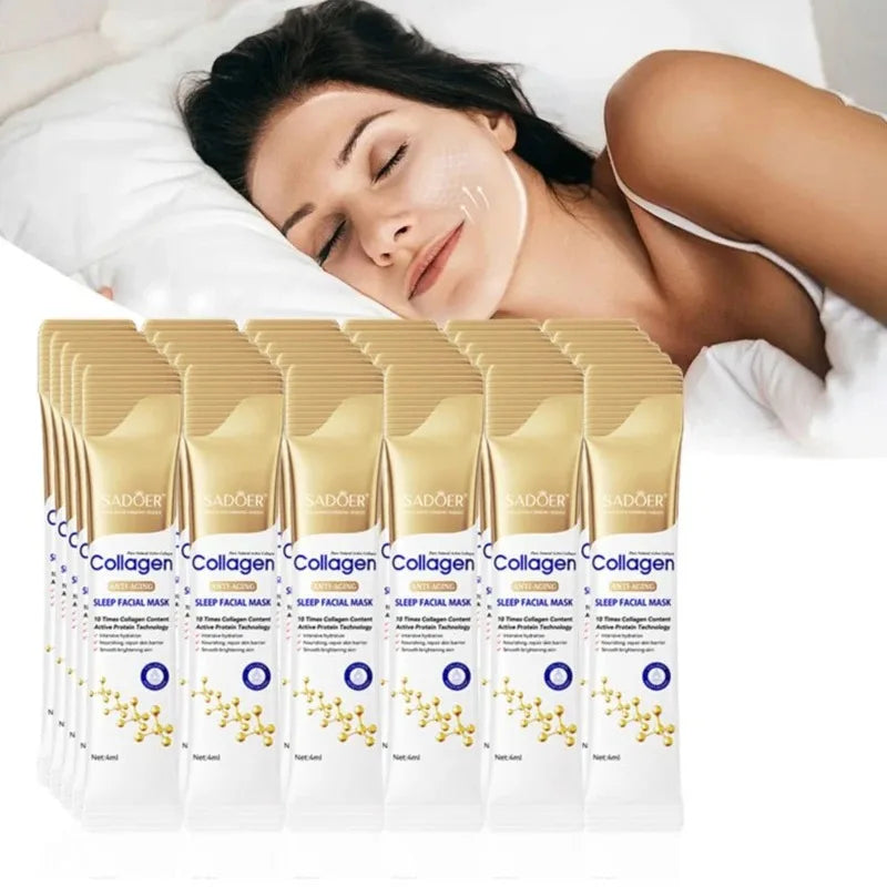 30Pcs Sadoer Collagen Sleeping Mask Facial Skin Care Moisturizing Brightening Firming Hydrating Mask Face Skin Care