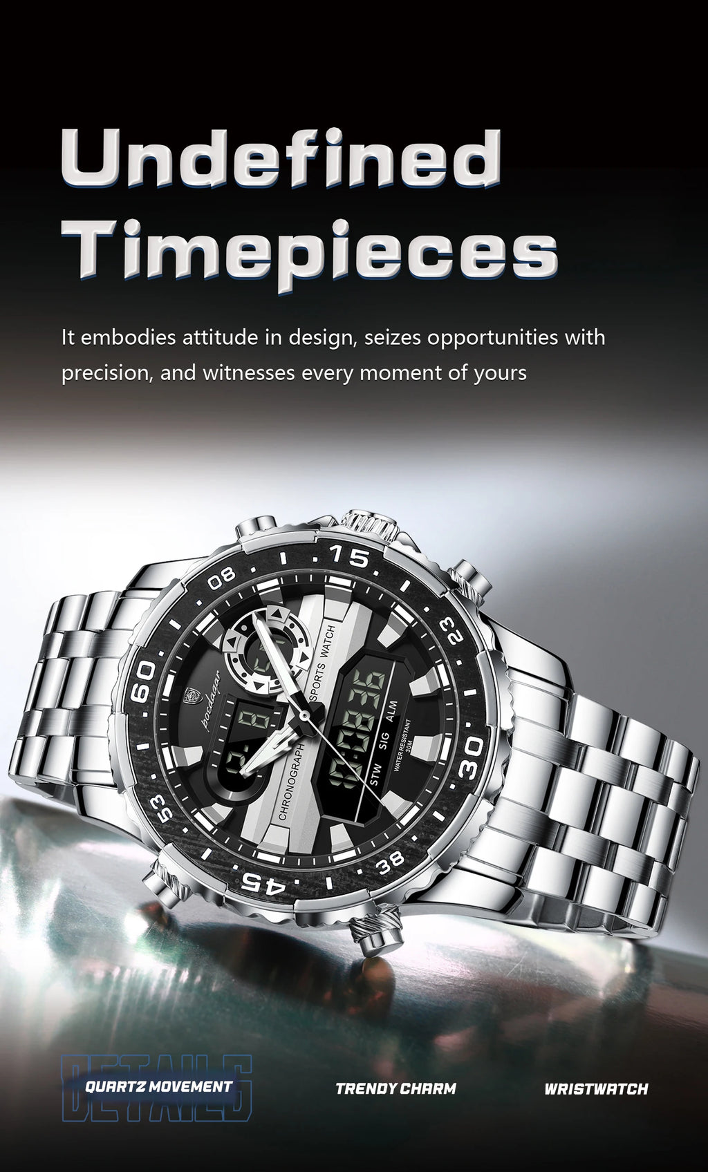 POEDAGAR Military Man Watch Week Date LED Luminous Sports Men Watch Dual Time Digital Electronic Men's Quartz Watches Reloj Gift