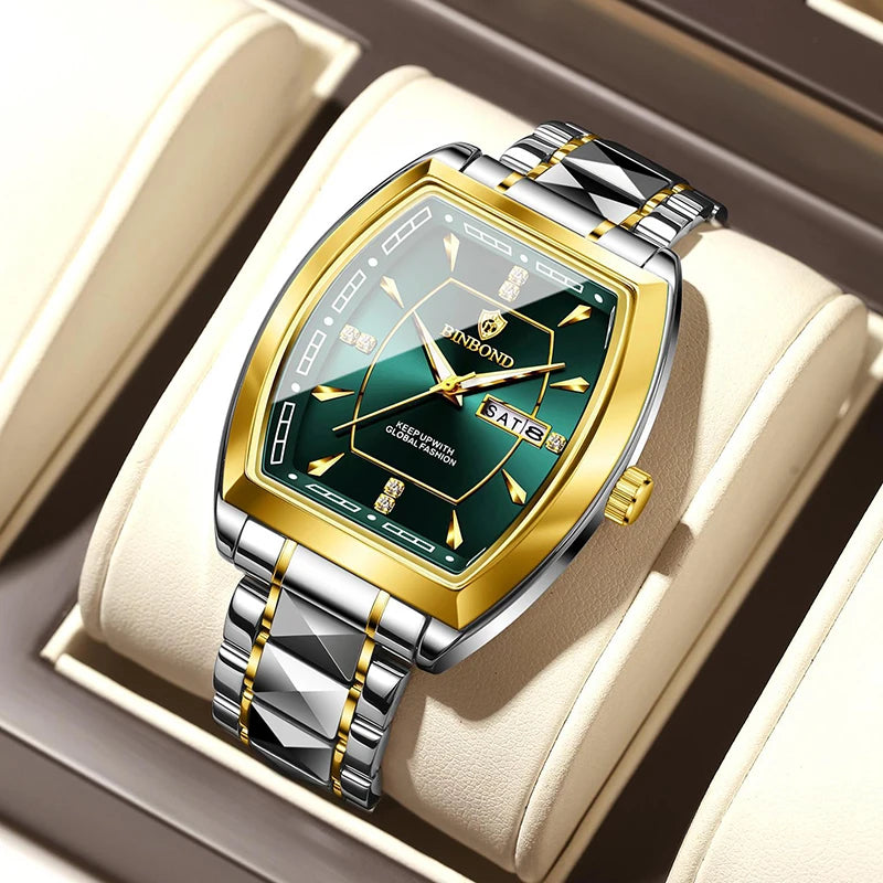 UTHAI Relogio Masculino Authentic Light Luxury Wine Barrel Steel Belt Waterproof Night Light Calendar Men's Student Quartz Watch