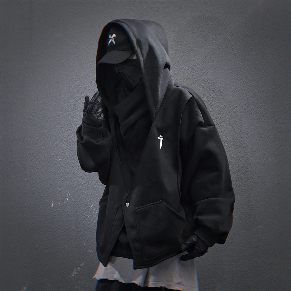 11 BYBB'S DARK 2025 Turtleneck Fake two Hoodie Techwear Men Functional Hoodies Hip Hop Streetwear Pullover Sweatshirts Oversized