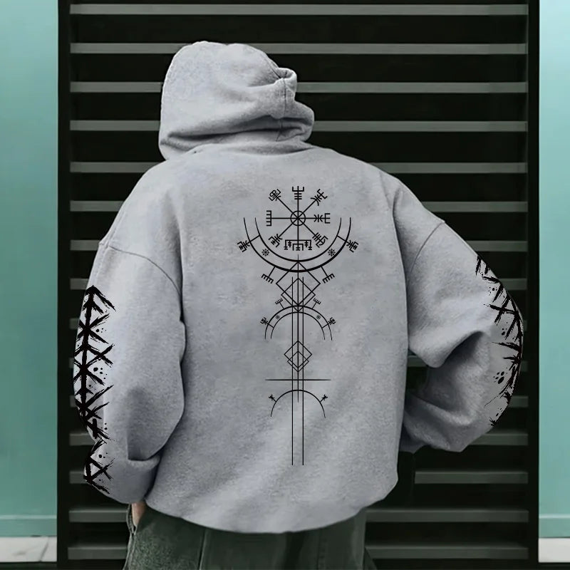 Autumn Winter Hot Sale Men's Hoodie High Grade Ancient Viking Rune Pattern Sweatshirt Male Home Outdoor Comfort Warm Casual Coat