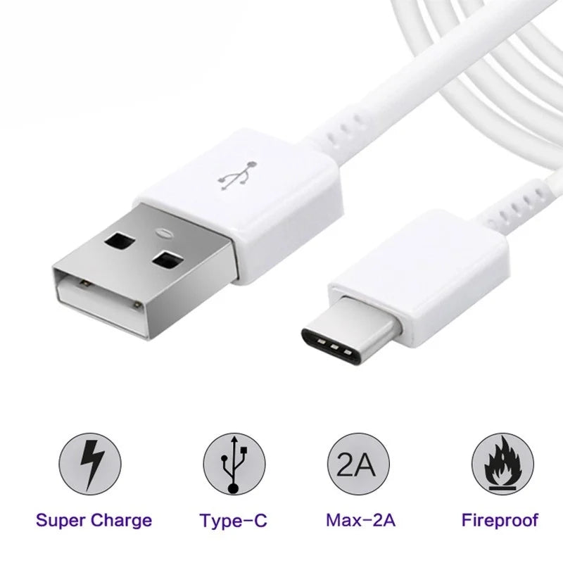 TYPE C Cable 1.2M 2M Fast Charger Data Line For Samsung Galaxy S8 S9 S10 S21 Ultra Note 8 9 10 A54 A53 5G A71 A52 A21S
