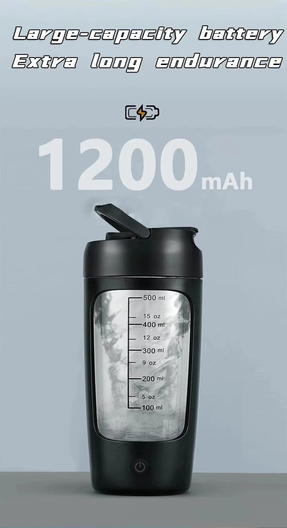 Electric Protein Shaker Bottle Portable 1200mAh Rechargeable Blender Cup Automatic Self Stirring Mug 650ml Mixing Cups for Fitne